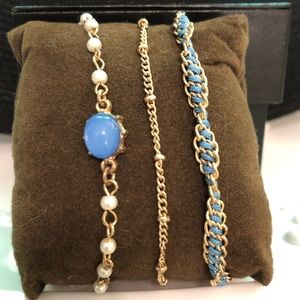 NWOT Lauren Conrad Blue & Gold Bracelet Trio